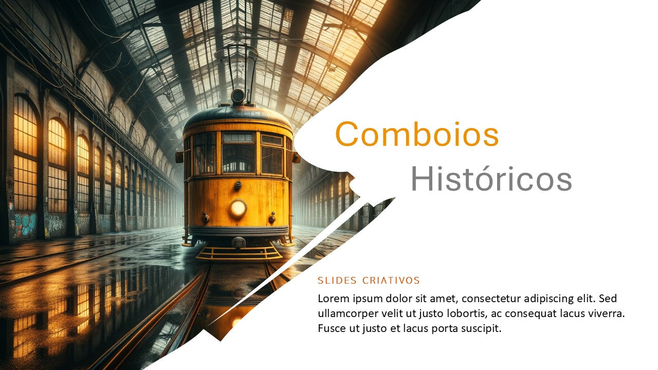 Template PowerPoint Comboios Históricos - 3 Slides Inovadores