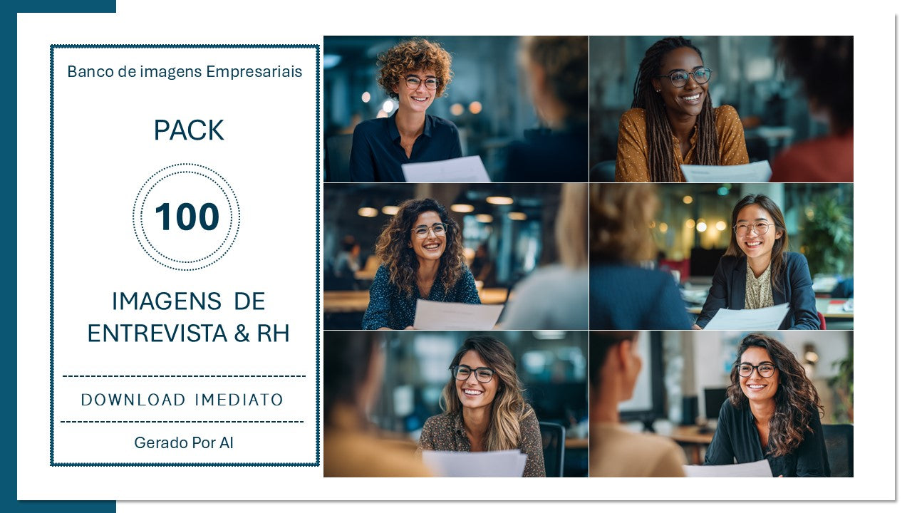 Pack 100 Imagens de Entrevista & RH – Profissionais em Escritório