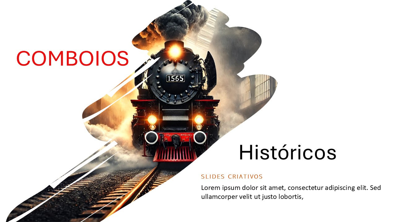 Template PowerPoint Comboios Históricos - 3 Slides Inovadores