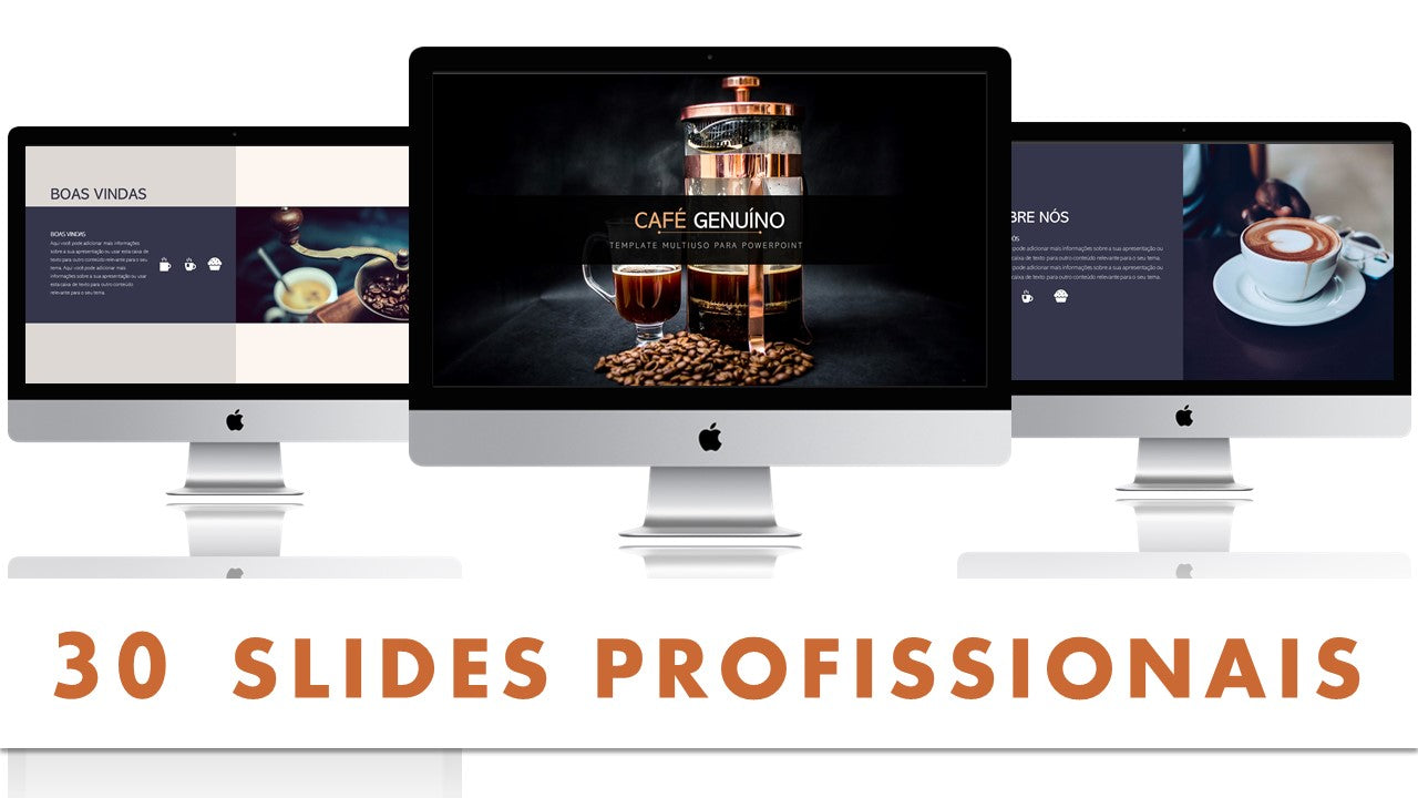 Template PowerPoint Café - 30 Slides Temáticos para Cafetarias Multiusos