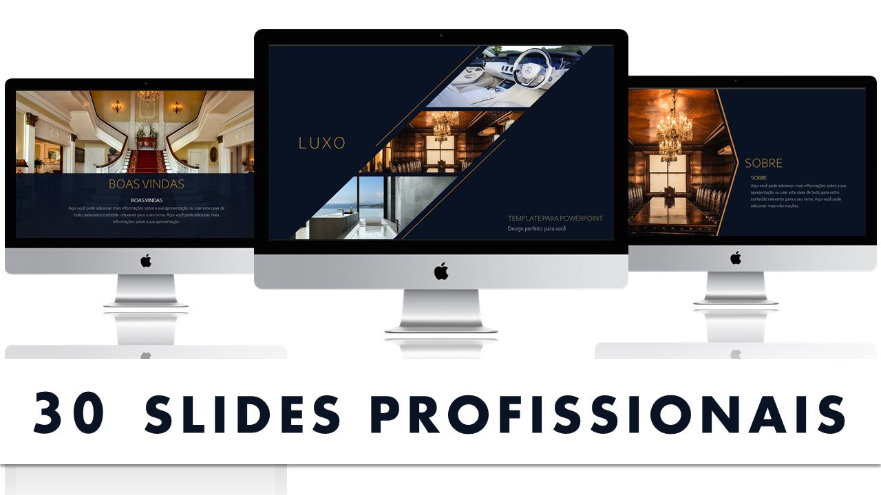 Template PowerPoint Luxo - 30 Slides Premium Sofisticados Multiusos