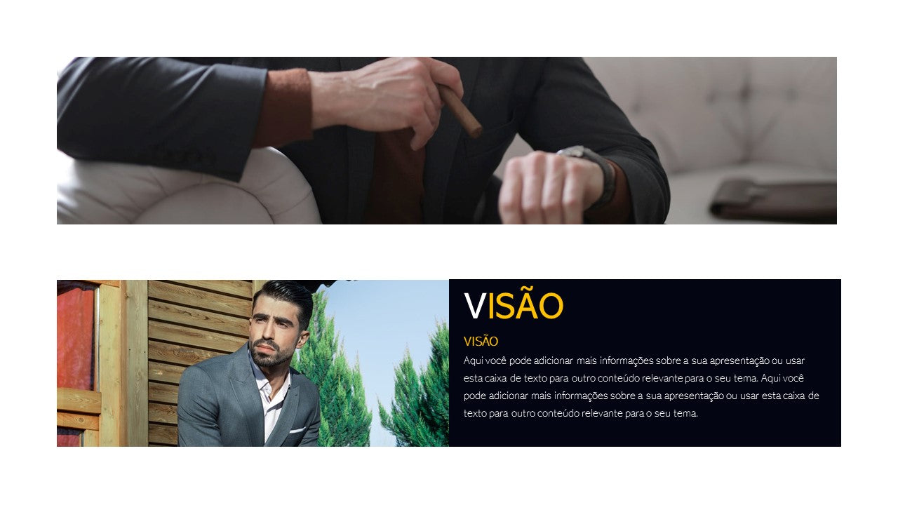 Template PowerPoint Moda Masculina - 30 Slides Profissionais Multiusos