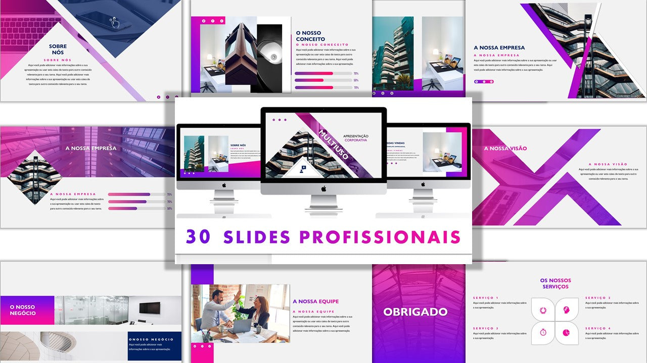 Template PowerPoint Corporativo - 30 Slides Profissionais Multiusos