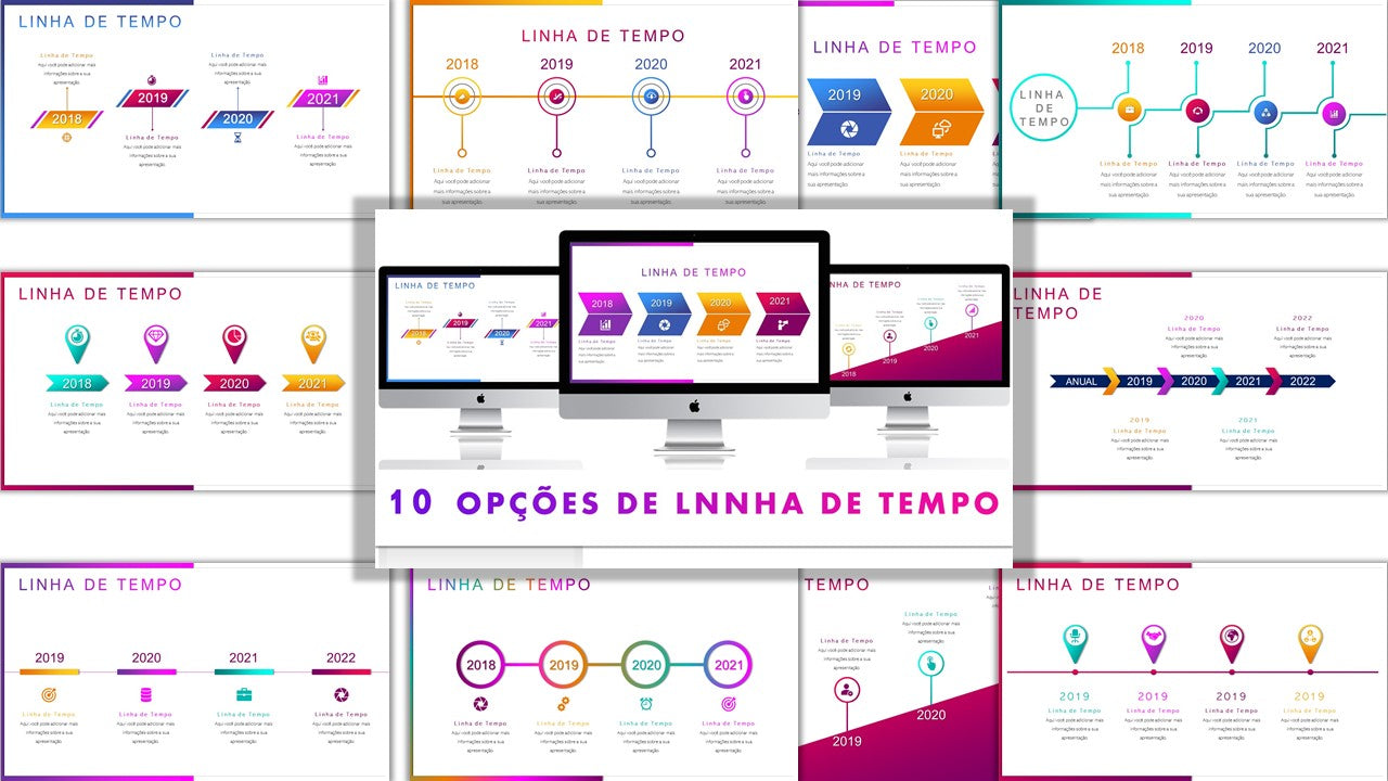 Template PowerPoint Linha do Tempo - 10 Opções Animadas Profissionais