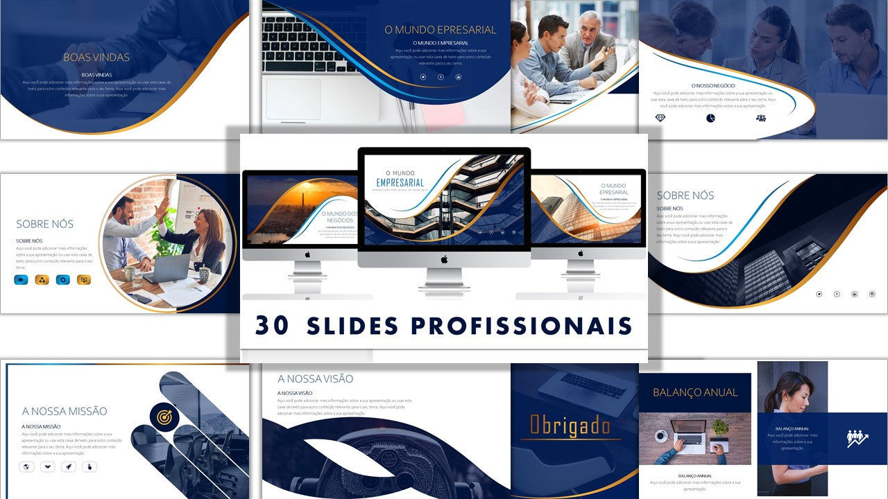 Template PowerPoint Mundo Empresarial - 30 Slides Corporativos Multiusos