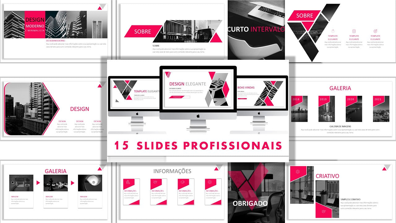 Template PowerPoint Elegante - 15 Slides Sofisticados Multiusos
