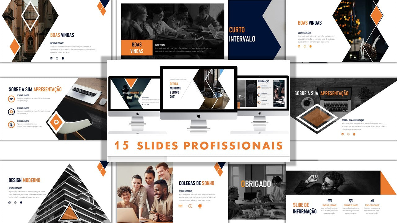 Template PowerPoint Moderno e Limpo - 15 Slides Minimalistas Multiusos