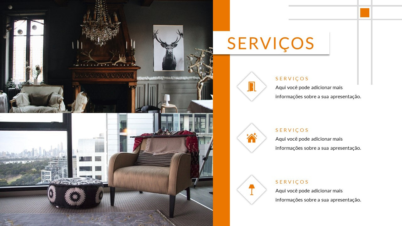 Template PowerPoint Design de Interiores - 30 Slides Profissionais Multiusos