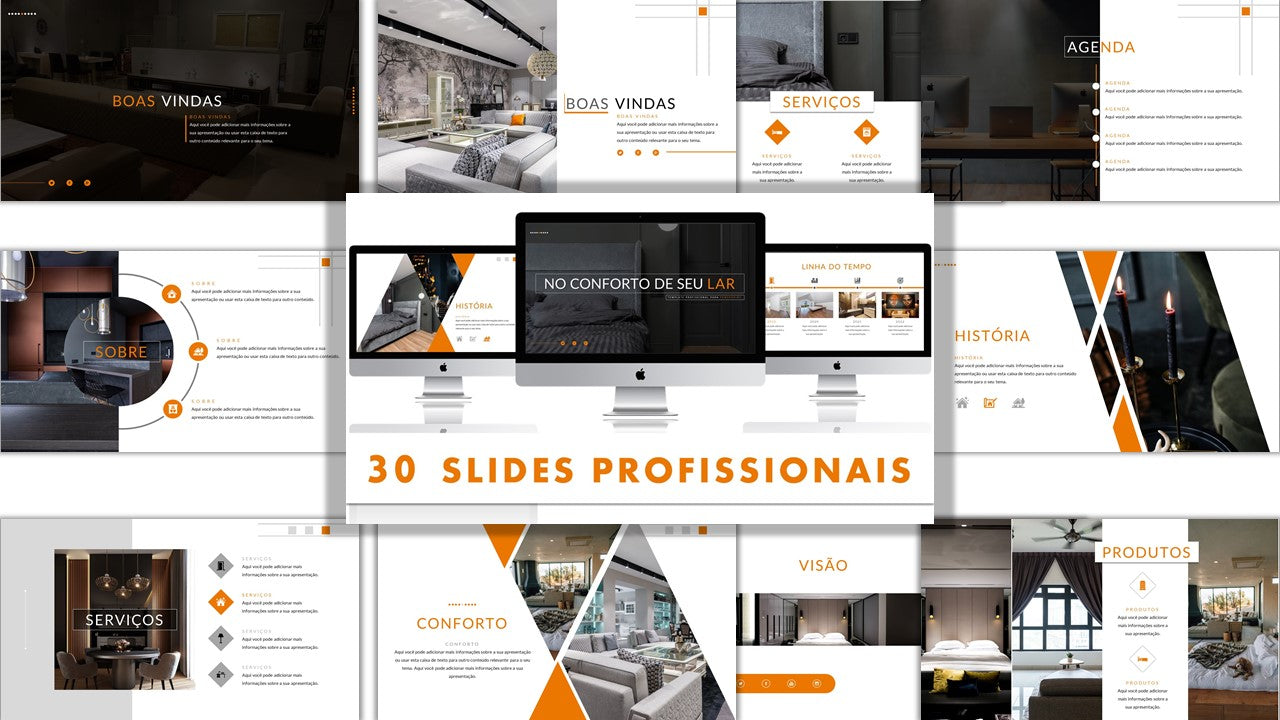 Template PowerPoint Design de Interiores - 30 Slides Profissionais Multiusos