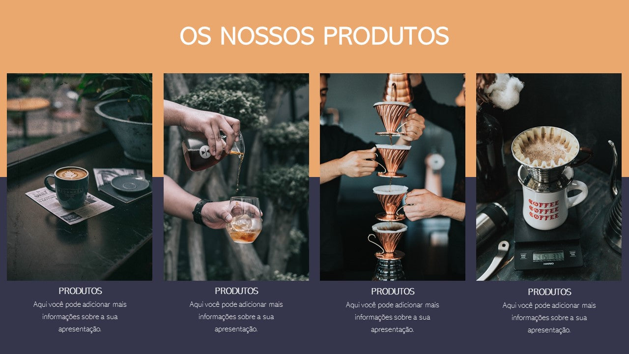 Template PowerPoint Café - 30 Slides Temáticos para Cafetarias Multiusos
