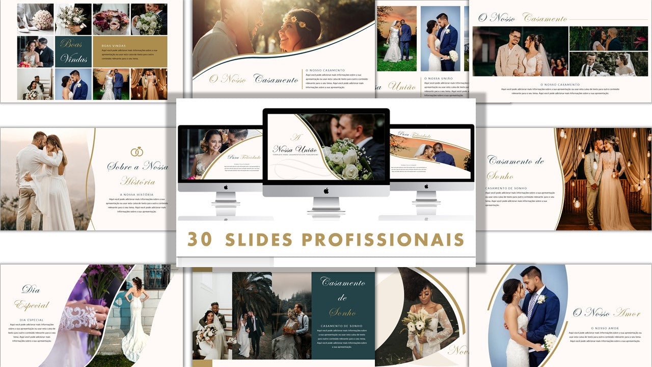 Template PowerPoint Casamentos - 30 Slides Multiusos Românticos