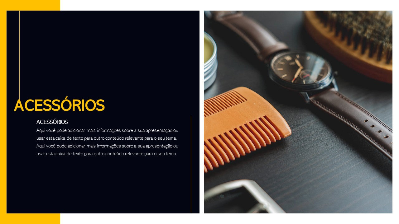 Template PowerPoint Moda Masculina - 30 Slides Profissionais Multiusos