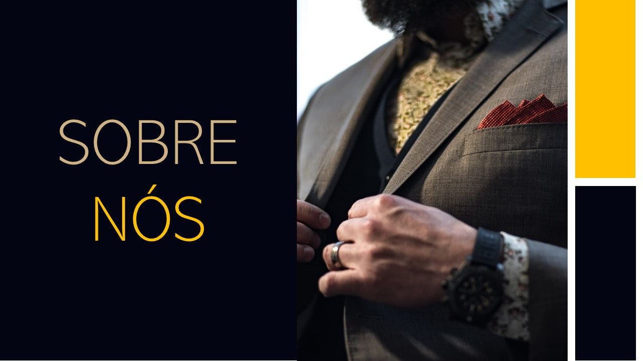 Template PowerPoint Moda Masculina - 30 Slides Profissionais Multiusos