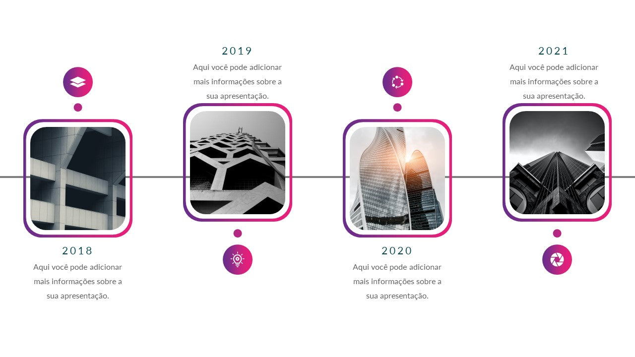 Template PowerPoint Linha do Tempo - 10 Slides Animados com Imagens