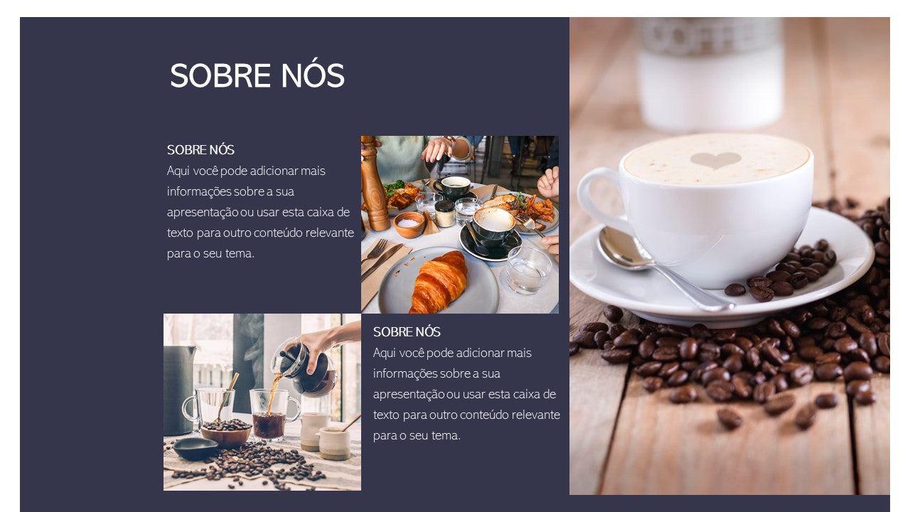 Template PowerPoint Café - 30 Slides Temáticos para Cafetarias Multiusos
