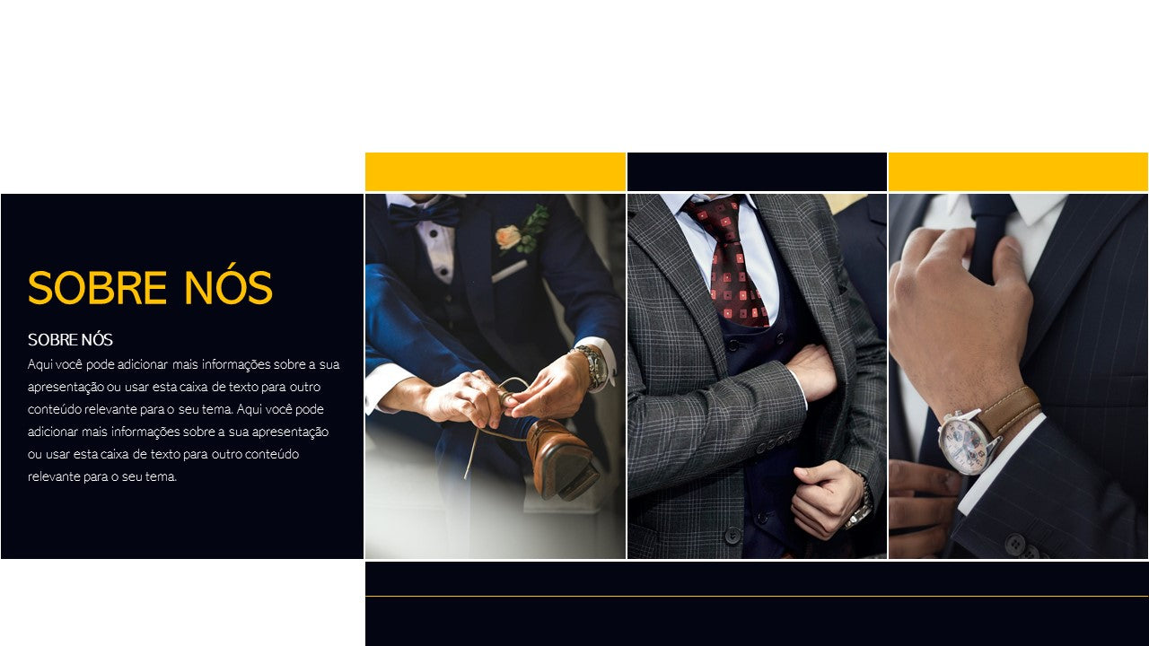 Template PowerPoint Moda Masculina - 30 Slides Profissionais Multiusos