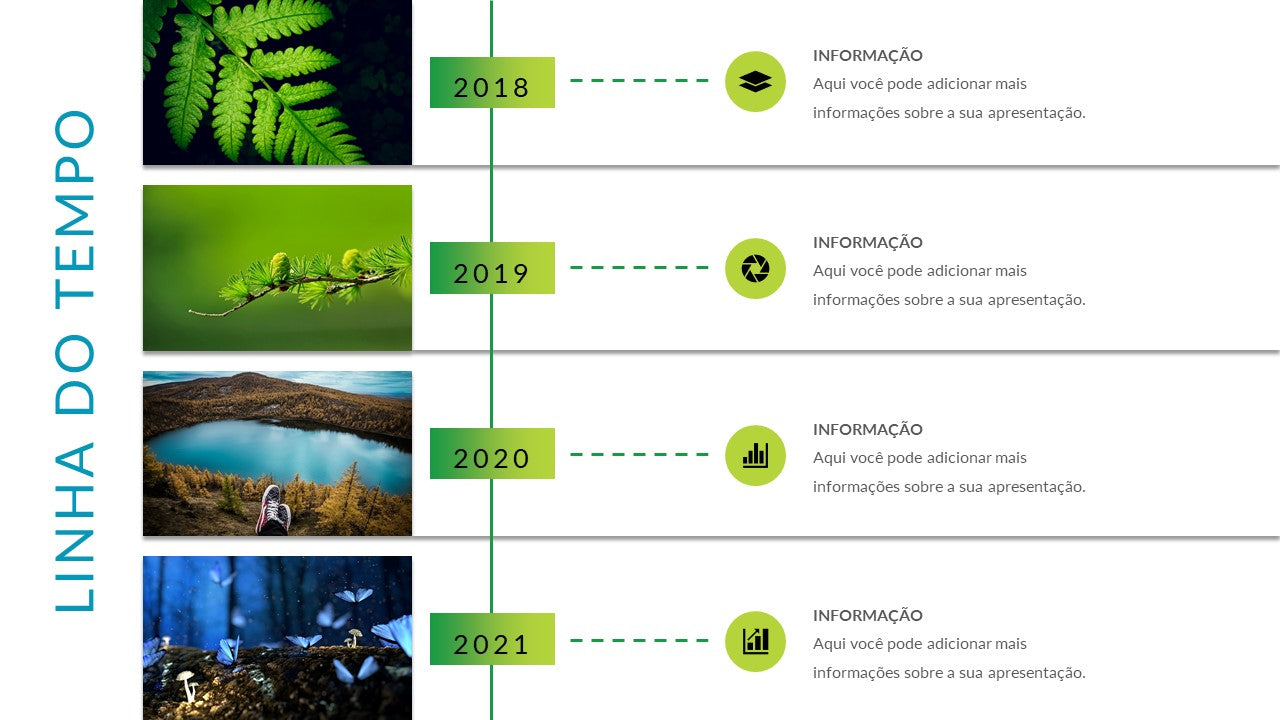 Template PowerPoint Linha do Tempo - 10 Slides Animados com Imagens