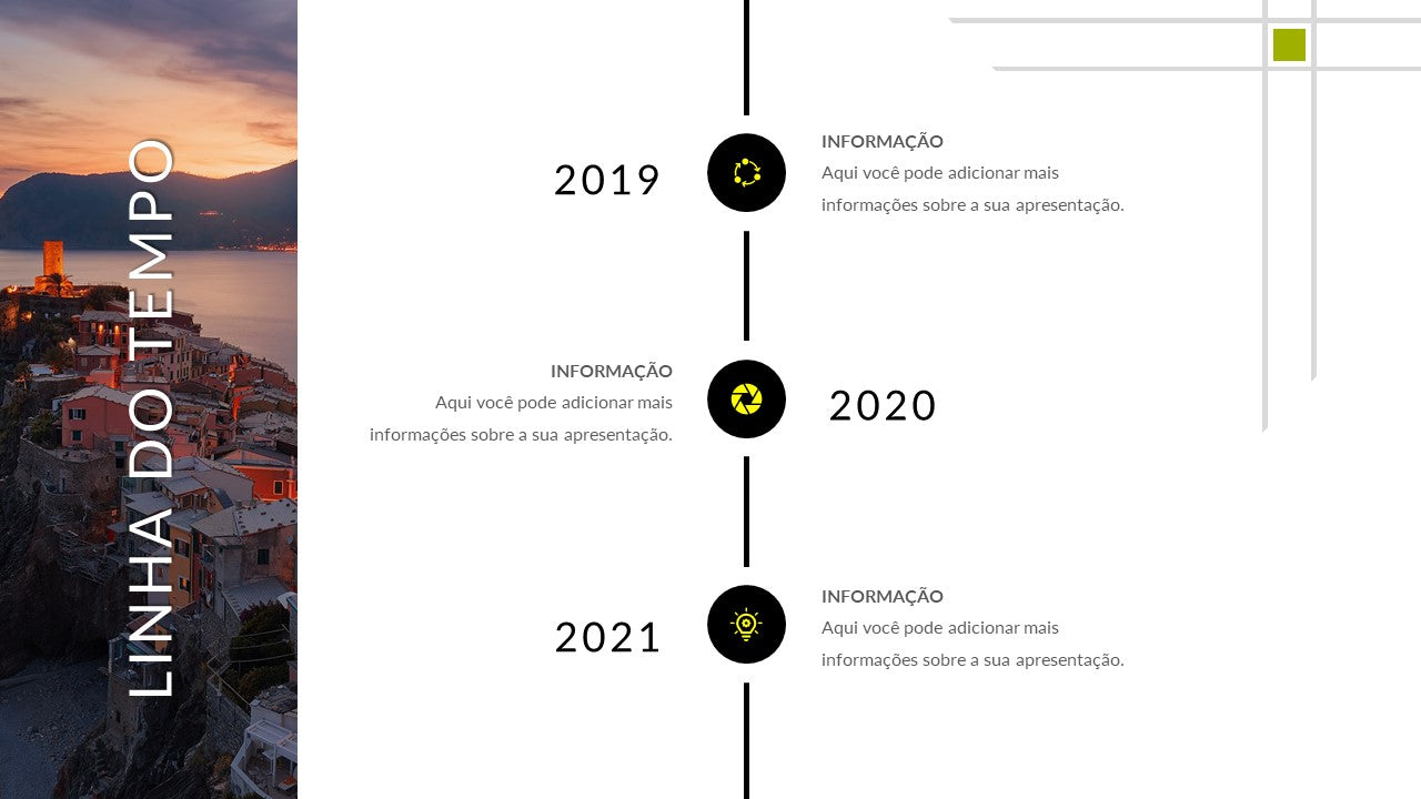Template PowerPoint Linha do Tempo - 10 Slides Animados com Imagens
