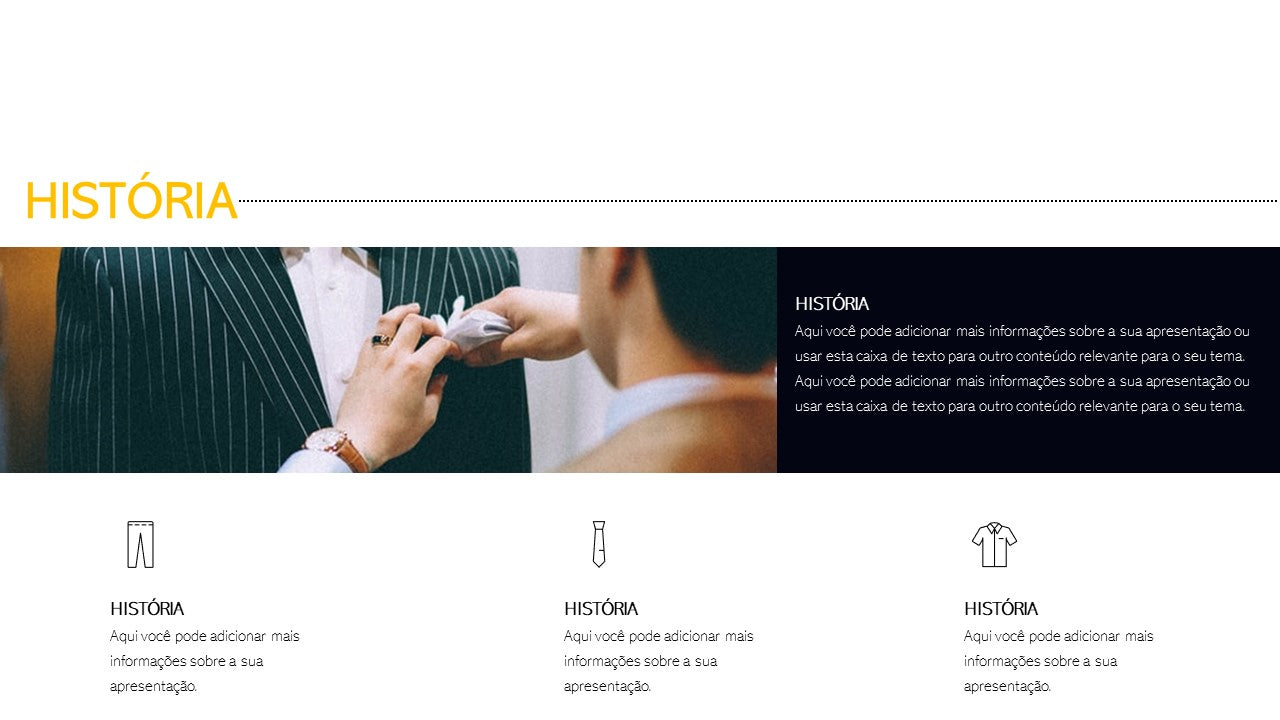 Template PowerPoint Moda Masculina - 30 Slides Profissionais Multiusos