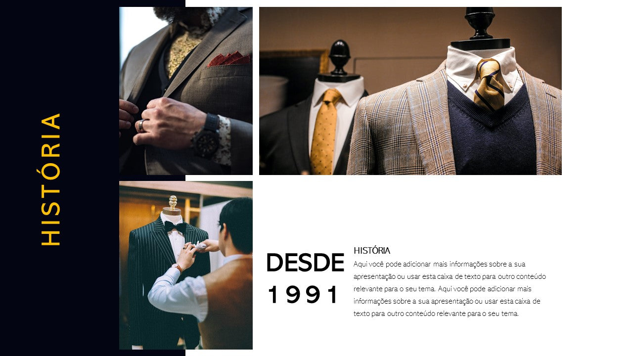 Template PowerPoint Moda Masculina - 30 Slides Profissionais Multiusos