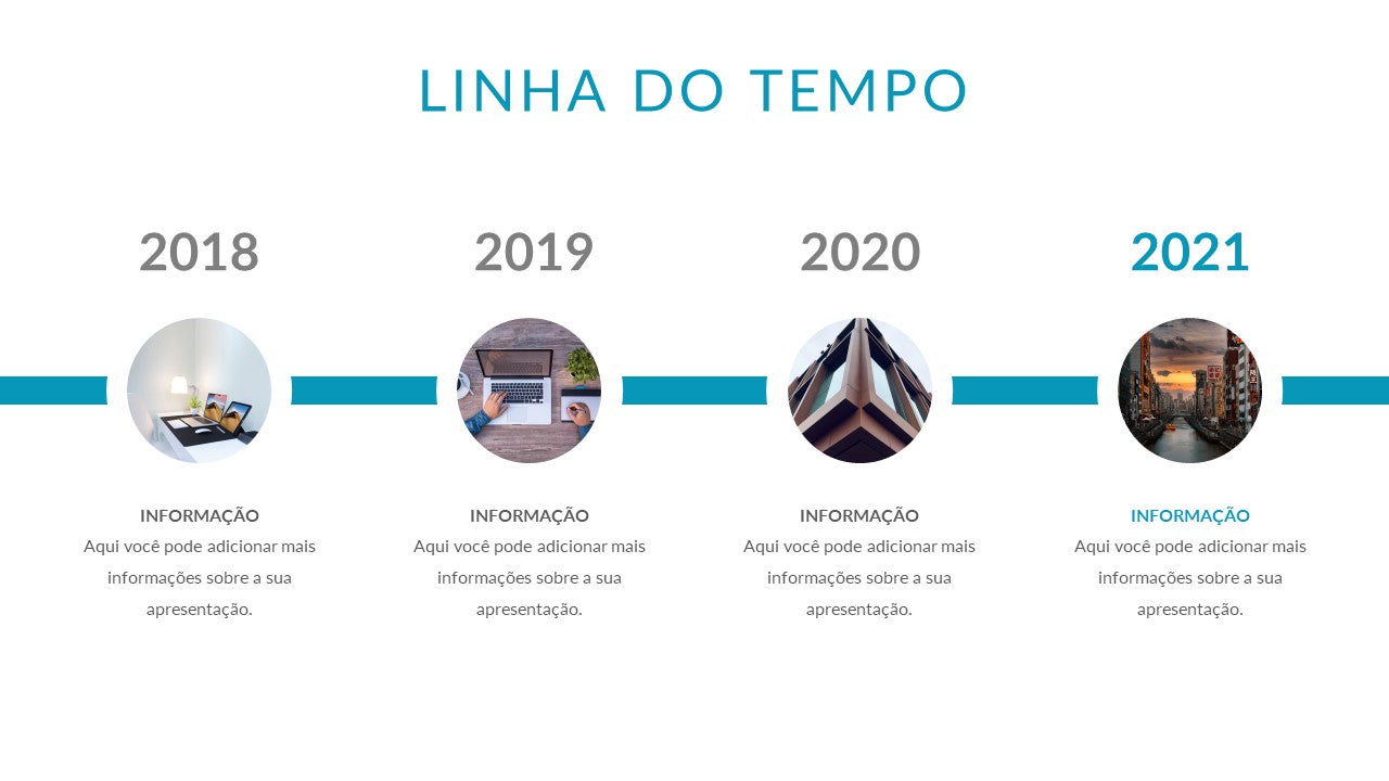 Template PowerPoint Linha do Tempo - 10 Slides Animados com Imagens
